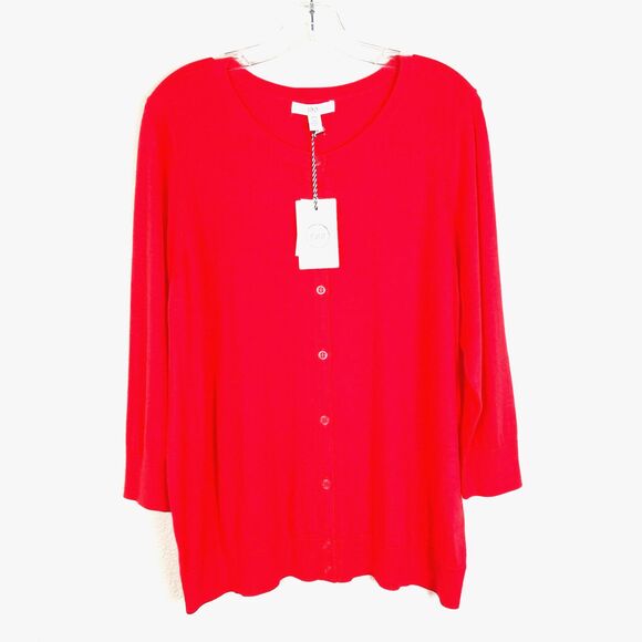 New 1901 Button Front Cardigan Sweater Size XXL Coral Cotton Blend - Picture 1 of 5